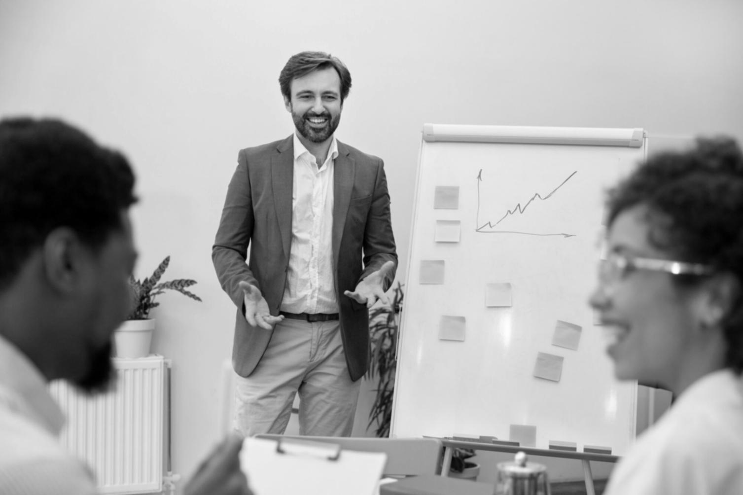 Business planning workspace with financial documents and analysis tools